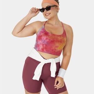 EUC Halara Spaghetti Strap Tie Dye Lace Up Cropped Tank